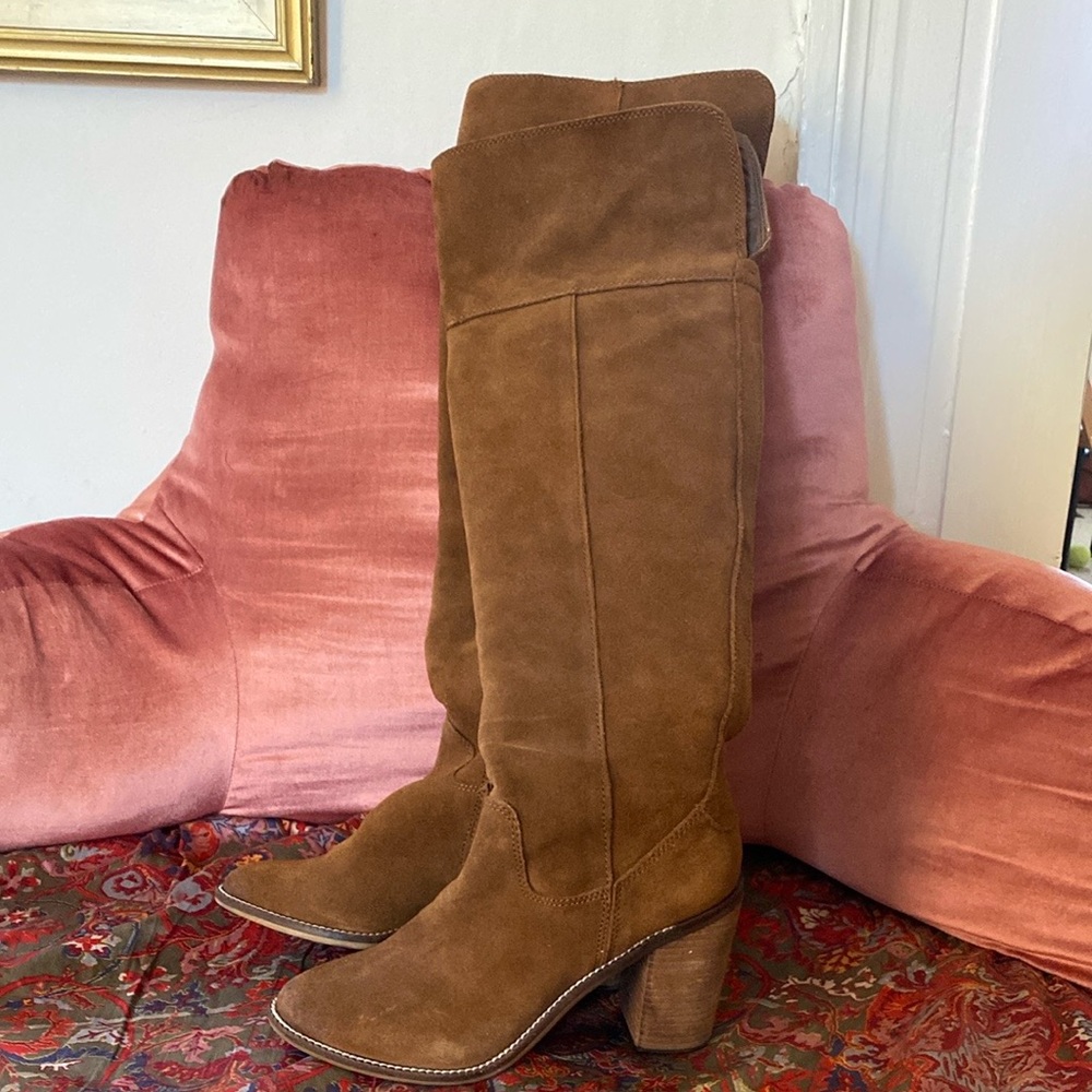 Sam Edelman knee high Brown Heeled Boots with Suede Finish